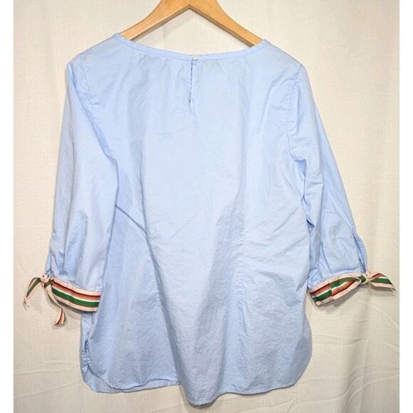 Talbot's Women's Grosgrain Rainbow Tie Sleeve Blouse Sz 1X Lightweight Side Zip - Picture 3 of 6